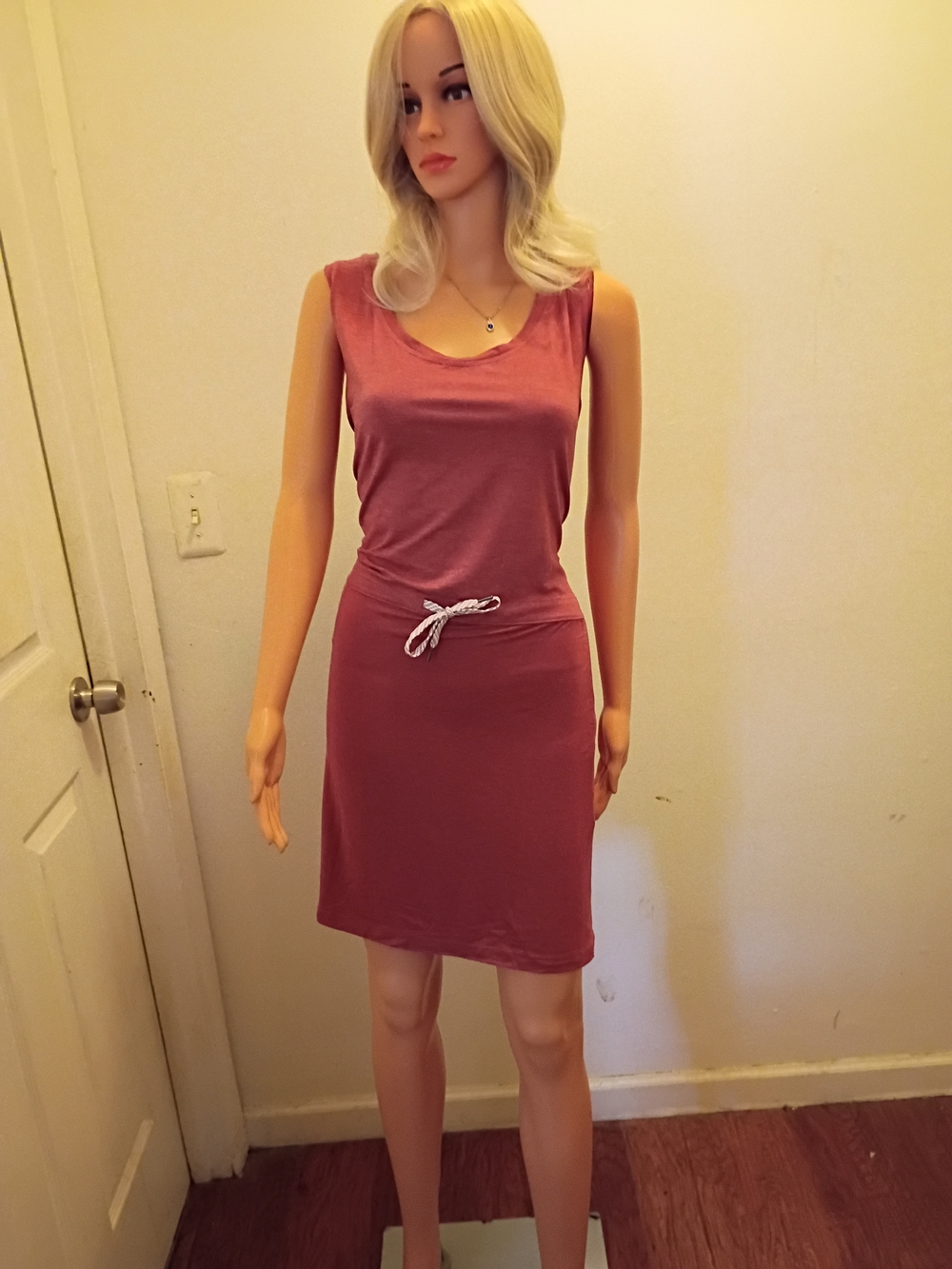 *NWT* Sleeveless Drawstring Mini Dress in Dusty Rose